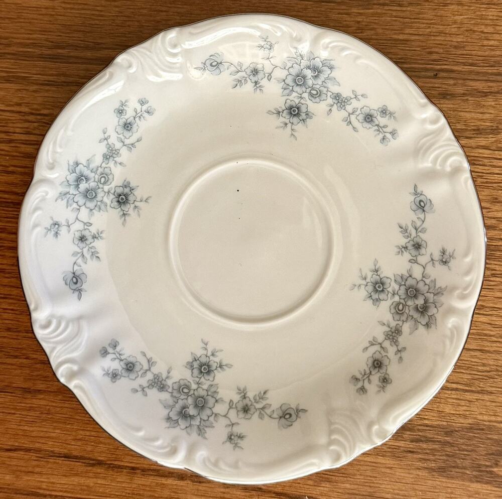 Winterling Bavaria Renaissance Porcelain 6” Saucer Plate Blue Floral Platinum